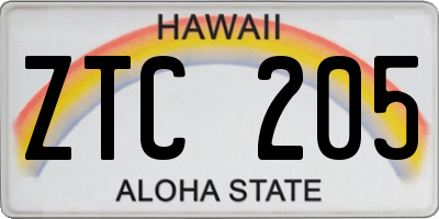 HI license plate ZTC205