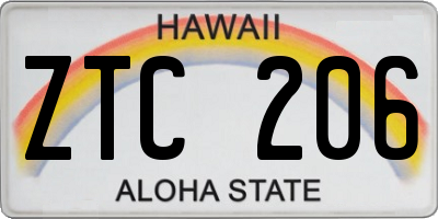 HI license plate ZTC206