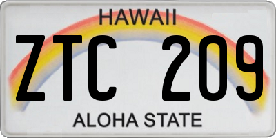 HI license plate ZTC209