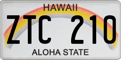 HI license plate ZTC210