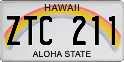 HI license plate ZTC211