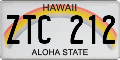 HI license plate ZTC212