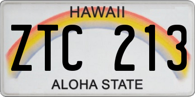 HI license plate ZTC213