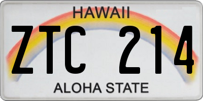 HI license plate ZTC214