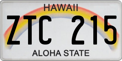 HI license plate ZTC215