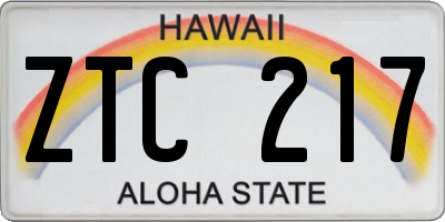 HI license plate ZTC217