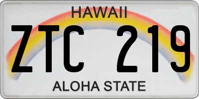 HI license plate ZTC219