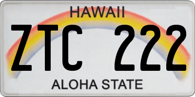 HI license plate ZTC222