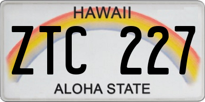 HI license plate ZTC227