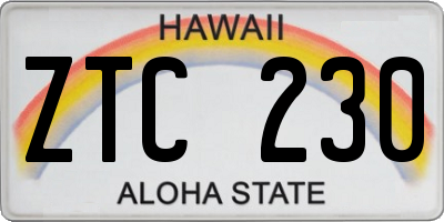 HI license plate ZTC230