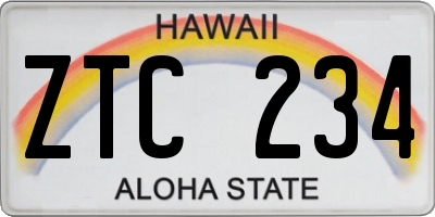 HI license plate ZTC234