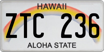 HI license plate ZTC236