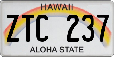 HI license plate ZTC237