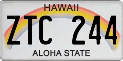 HI license plate ZTC244