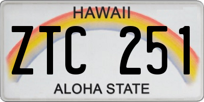 HI license plate ZTC251