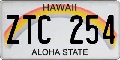 HI license plate ZTC254