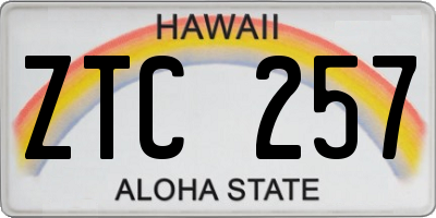 HI license plate ZTC257