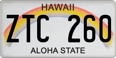 HI license plate ZTC260