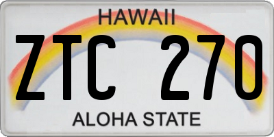 HI license plate ZTC270