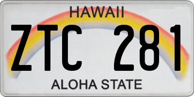 HI license plate ZTC281