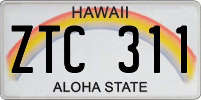 HI license plate ZTC311