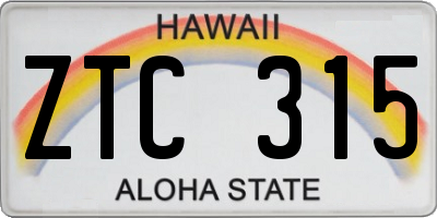 HI license plate ZTC315