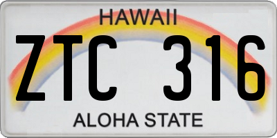 HI license plate ZTC316