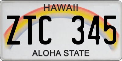 HI license plate ZTC345