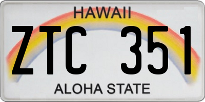 HI license plate ZTC351