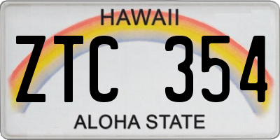 HI license plate ZTC354