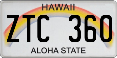 HI license plate ZTC360