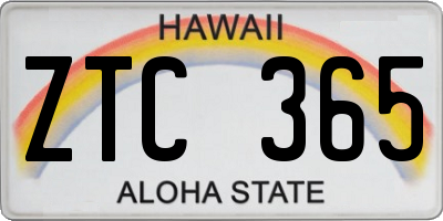 HI license plate ZTC365