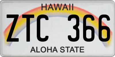 HI license plate ZTC366