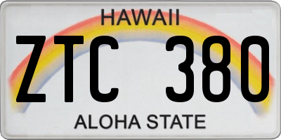 HI license plate ZTC380