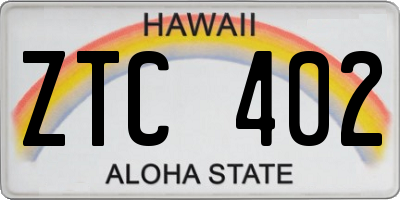 HI license plate ZTC402