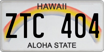 HI license plate ZTC404