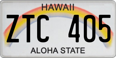 HI license plate ZTC405