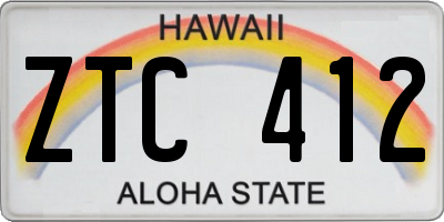 HI license plate ZTC412