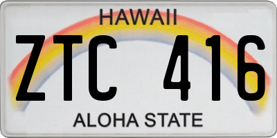 HI license plate ZTC416