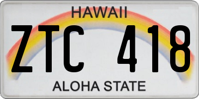 HI license plate ZTC418