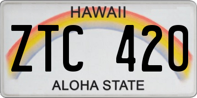 HI license plate ZTC420