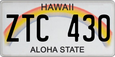 HI license plate ZTC430