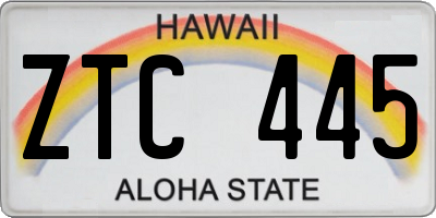 HI license plate ZTC445