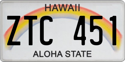 HI license plate ZTC451