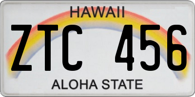 HI license plate ZTC456