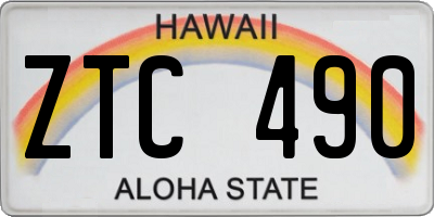 HI license plate ZTC490