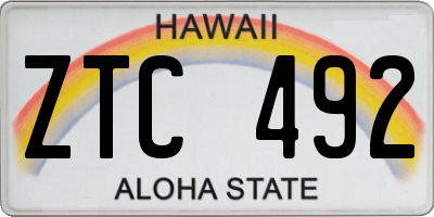 HI license plate ZTC492