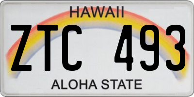 HI license plate ZTC493