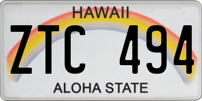 HI license plate ZTC494