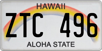 HI license plate ZTC496